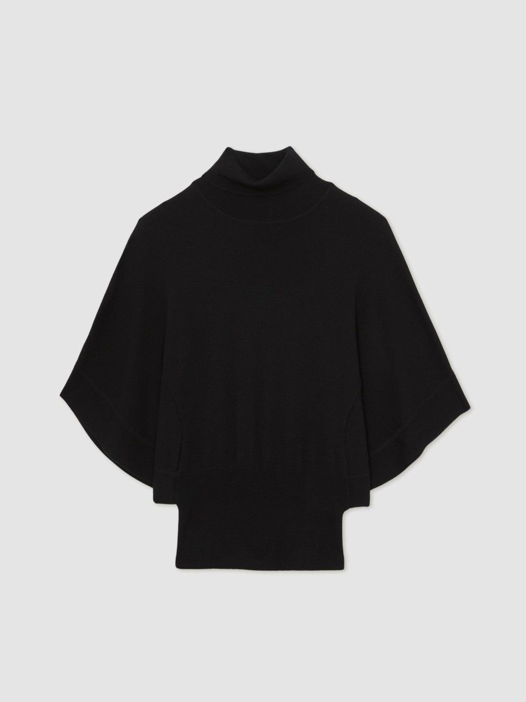 Merino Wool Batwing Roll-Neck Jumper Black | Women