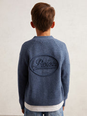 3-9 yrs Wool Embroidered-Logo Cardigan Dark Airforce Blue | Children & Baby