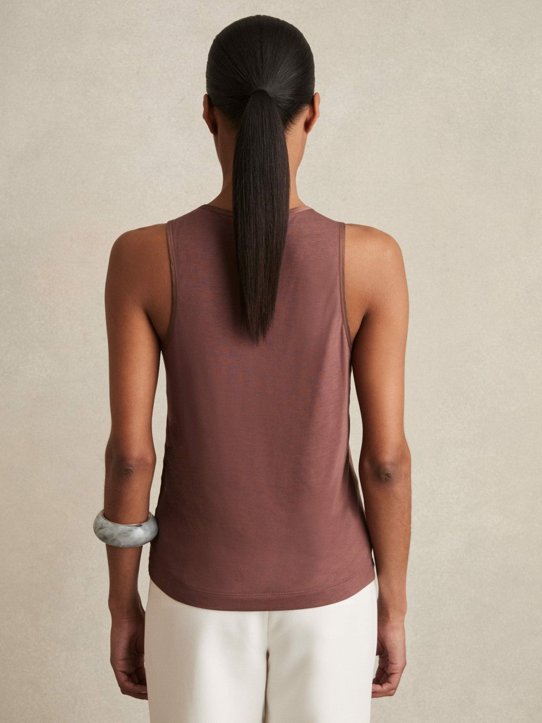 Silk-Front Cami Top Mocha Brown | Women