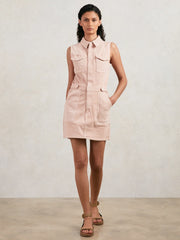 Good American Denim Zipped Mini Dress Petal Pink | Women