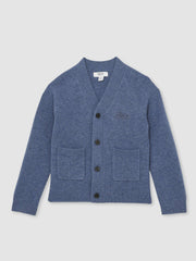 9-13 yrs Wool Embroidered-Logo Cardigan Dark Airforce Blue | Children & Baby