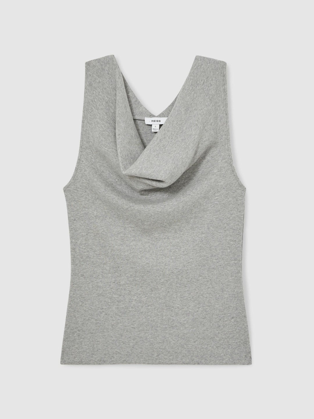 Ribbed Cowl-Neck Vest Grey Marl | Women