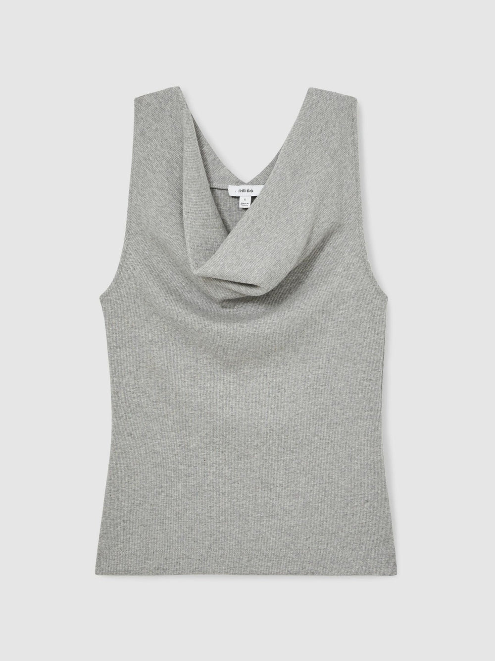 Ribbed Cowl-Neck Vest Grey Marl | Women