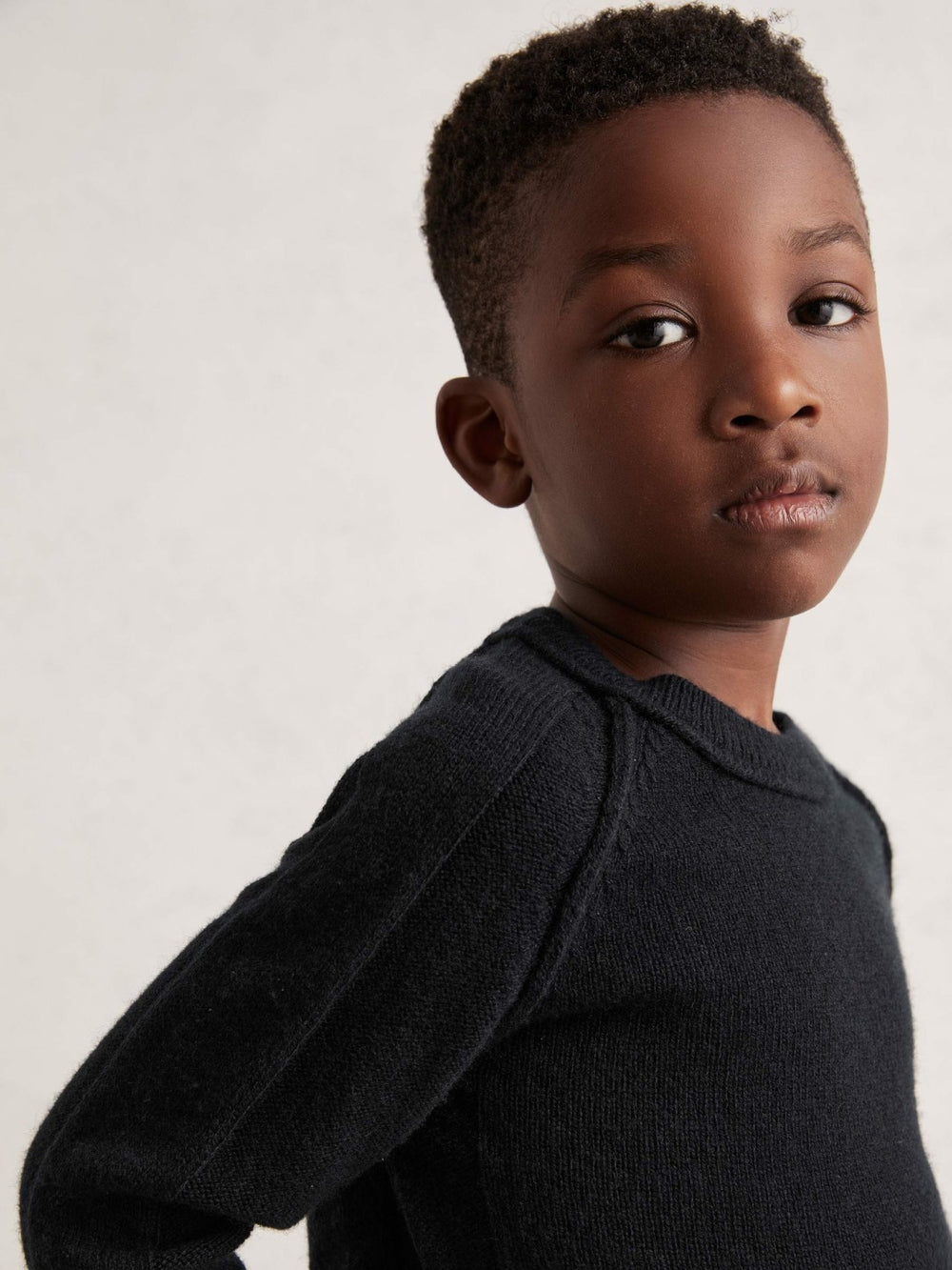 9-13 yrs Wool-Cashmere Reverse-Seam Jumper Navy | Children & Baby