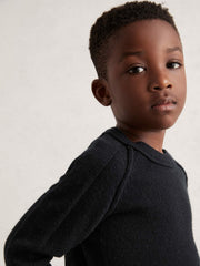 9-13 yrs Wool-Cashmere Reverse-Seam Jumper Navy | Children & Baby