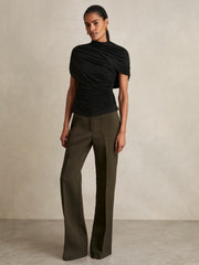 Stretch Lyocell Draped Top Black | Women