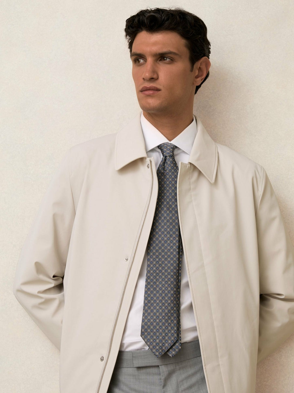 Hybrid Removable Funnel Neck Overcoat Light Stone | Men