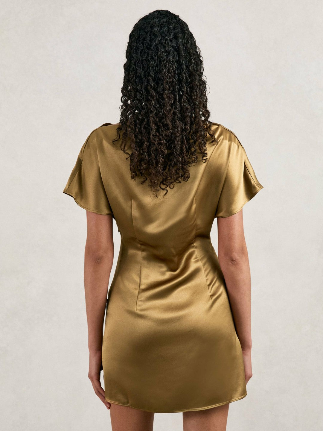 Acler Draped Satin Mini Dress Gold Moss | Women