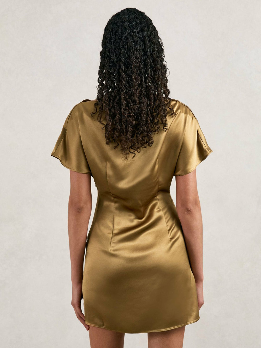Acler Draped Satin Mini Dress Gold Moss | Women
