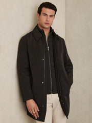 Hybrid Removable Funnel Neck Overcoat Brown | Men