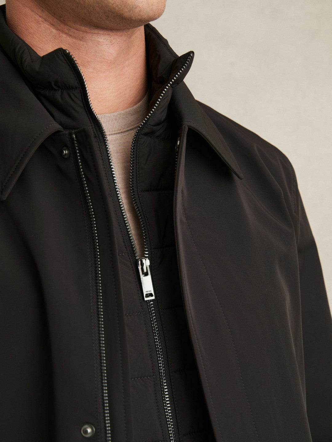 Hybrid Removable Funnel Neck Overcoat Brown | Men