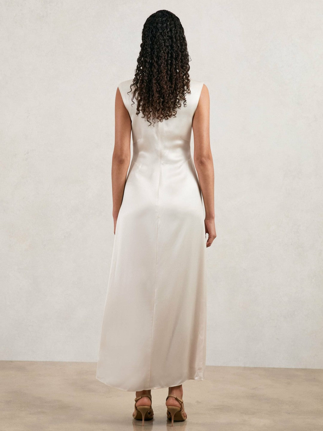 Acler Satin Draped Maxi Dress Ivory | Women