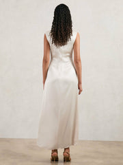 Acler Satin Draped Maxi Dress Ivory | Women