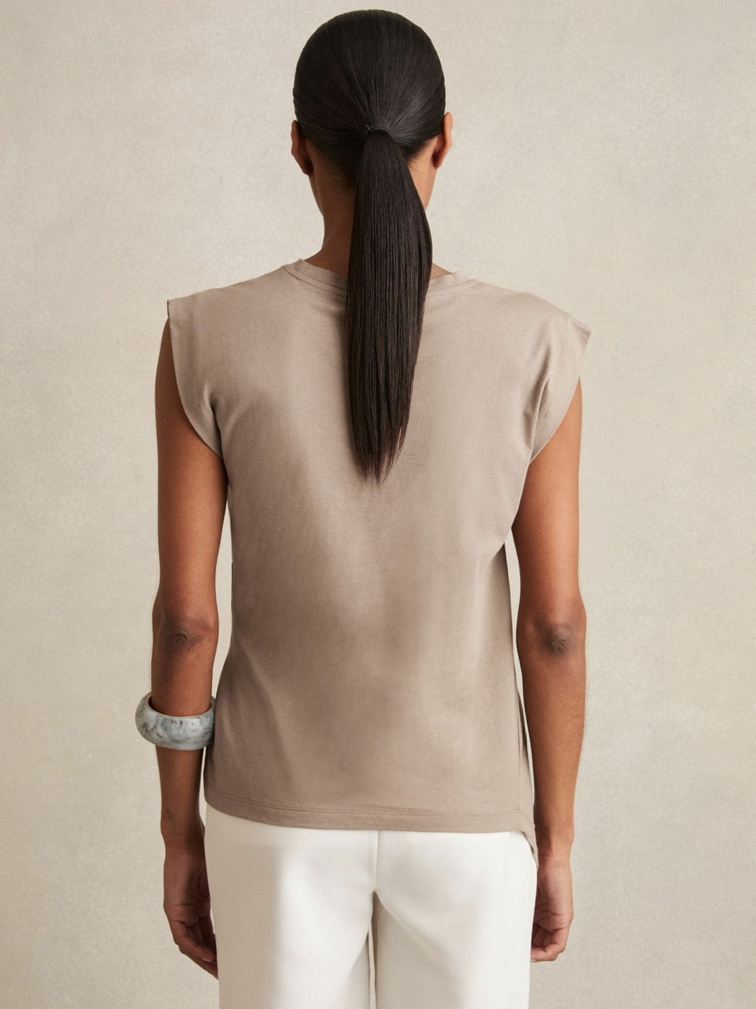 Cotton Drape T-Shirt Taupe Neutral | Women