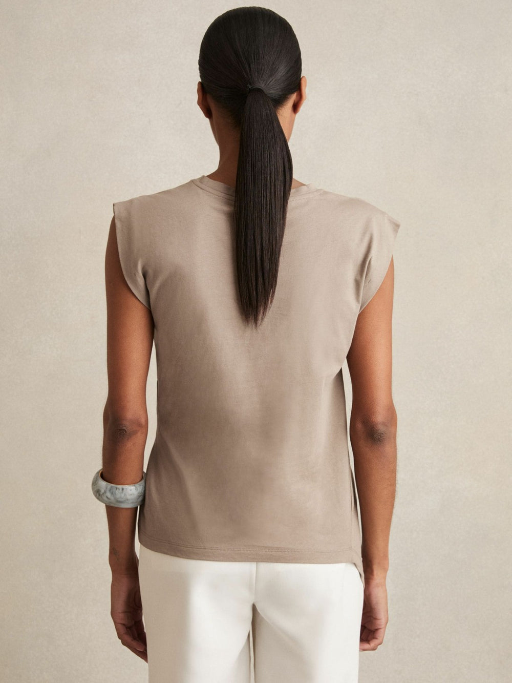 Cotton Drape T-Shirt Taupe Neutral | Women