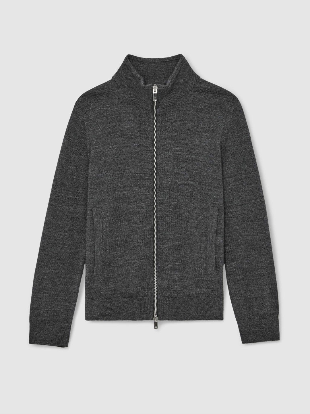 13-14 yrs Merino Wool-Blend Zip-Through Cardigan Derby Grey Melange | Children & Baby