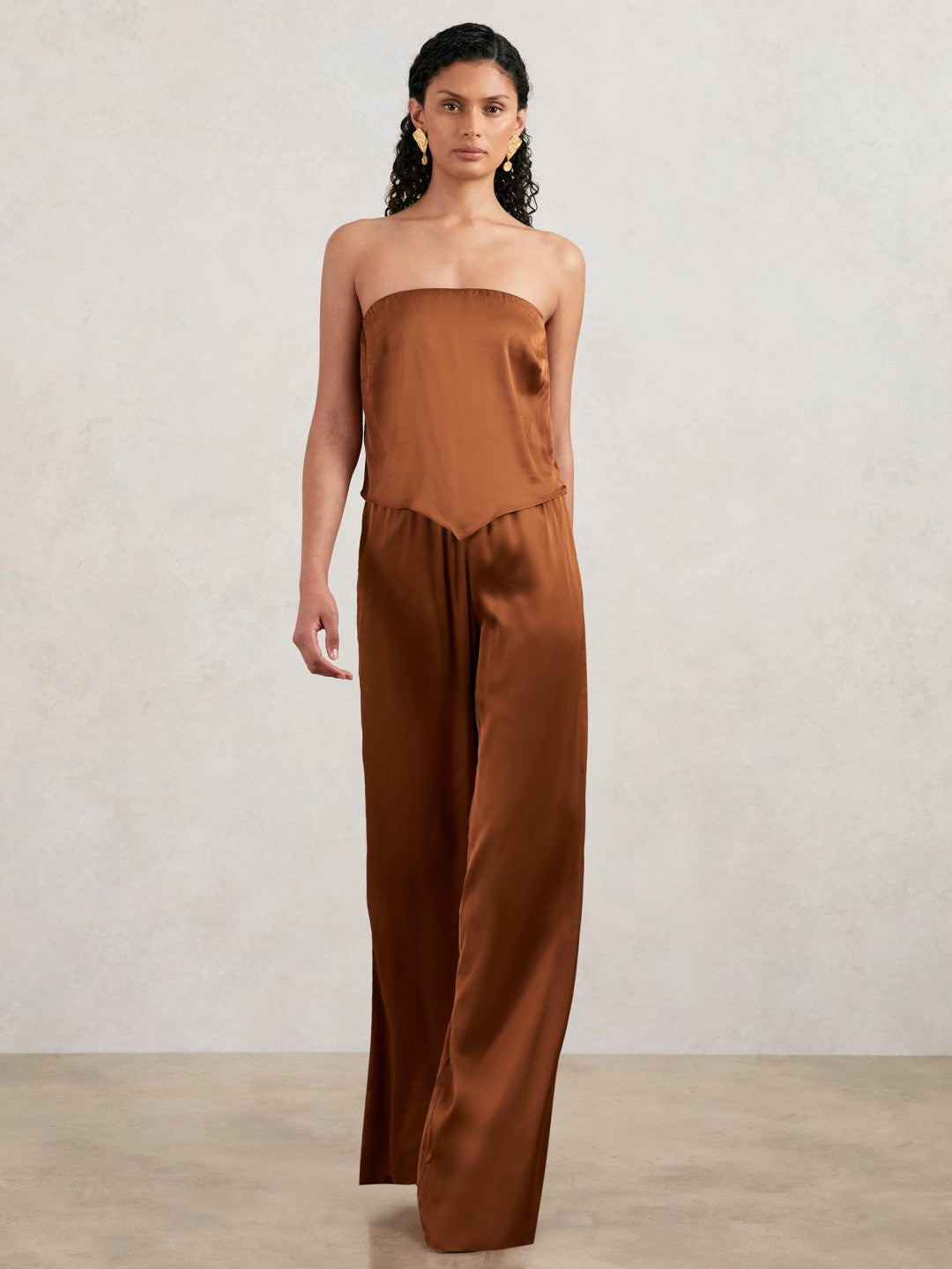 Good American Satin Wide-Leg Trousers Copper | Women