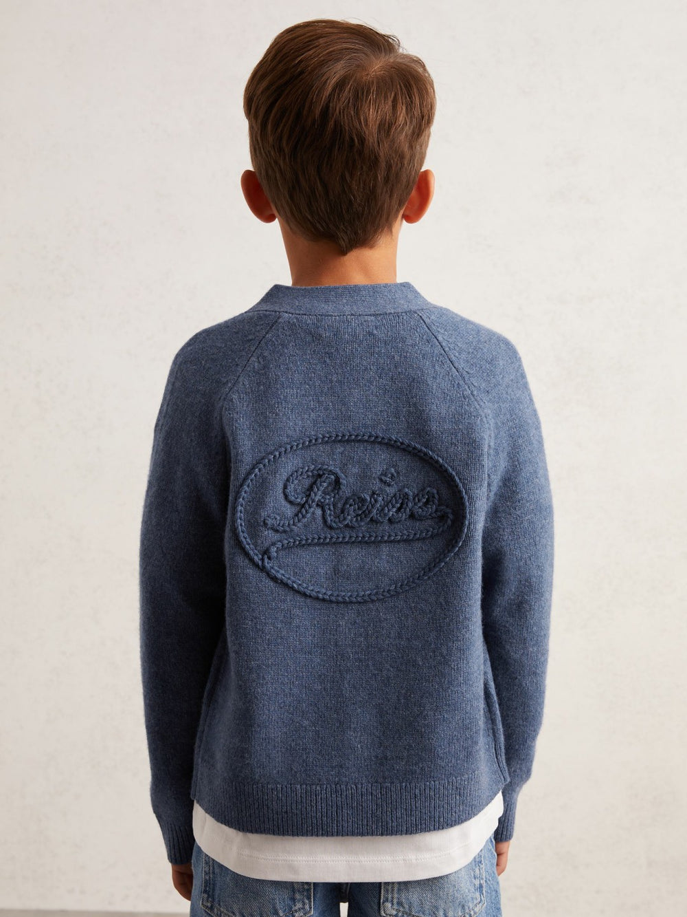 13-14 yrs Wool Embroidered-Logo Cardigan Dark Airforce Blue | Children & Baby