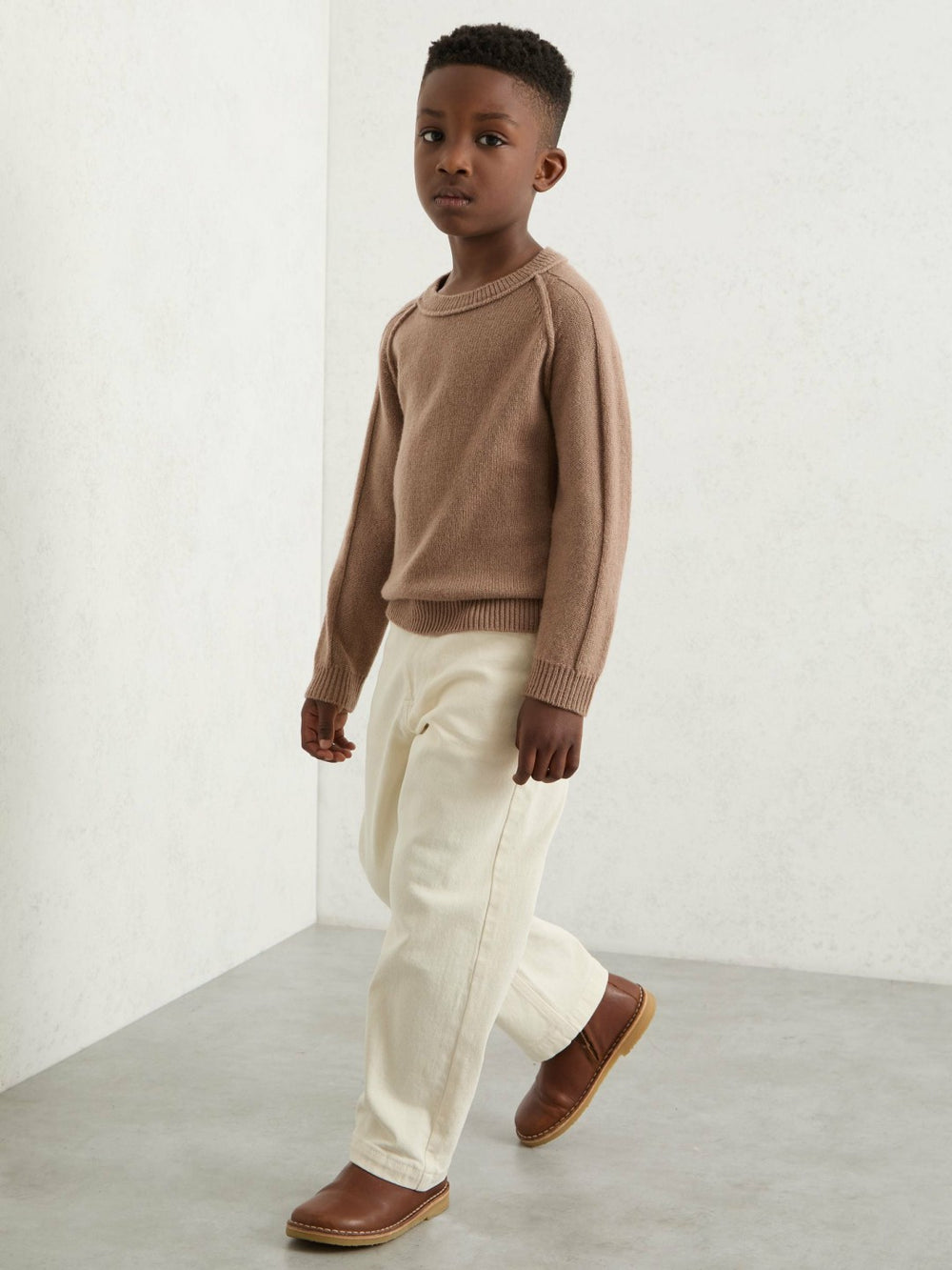13-14 yrs Wool-Cashmere Reverse-Seam Jumper Camel | Children & Baby