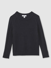 13-14 yrs Wool-Cashmere Reverse-Seam Jumper Navy | Children & Baby