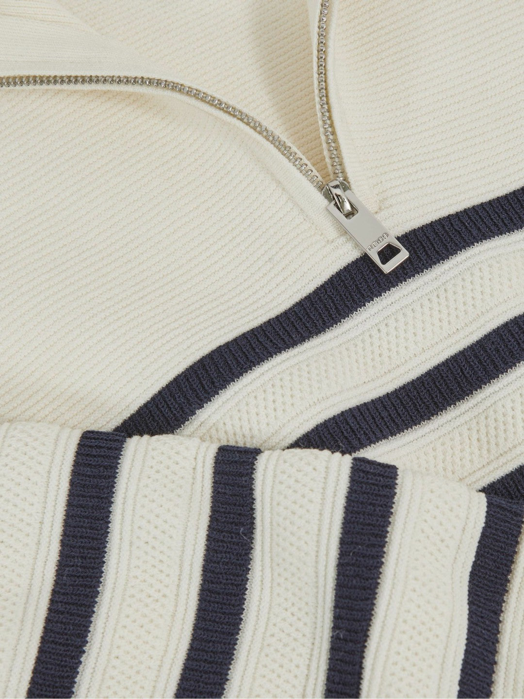 13-14 yrs Cotton-Blend Stripe Half-Zip Jumper White | Children & Baby