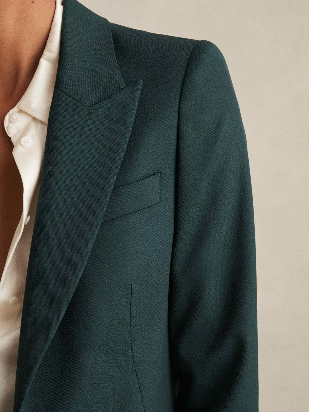 Petite Wool-Blend Single-Breasted Suit Blazer Green | Women