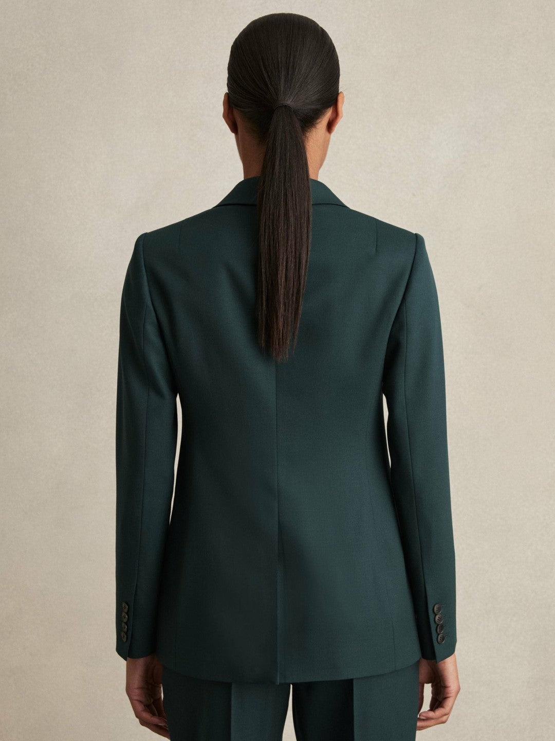 Petite Wool-Blend Single-Breasted Suit Blazer Green | Women