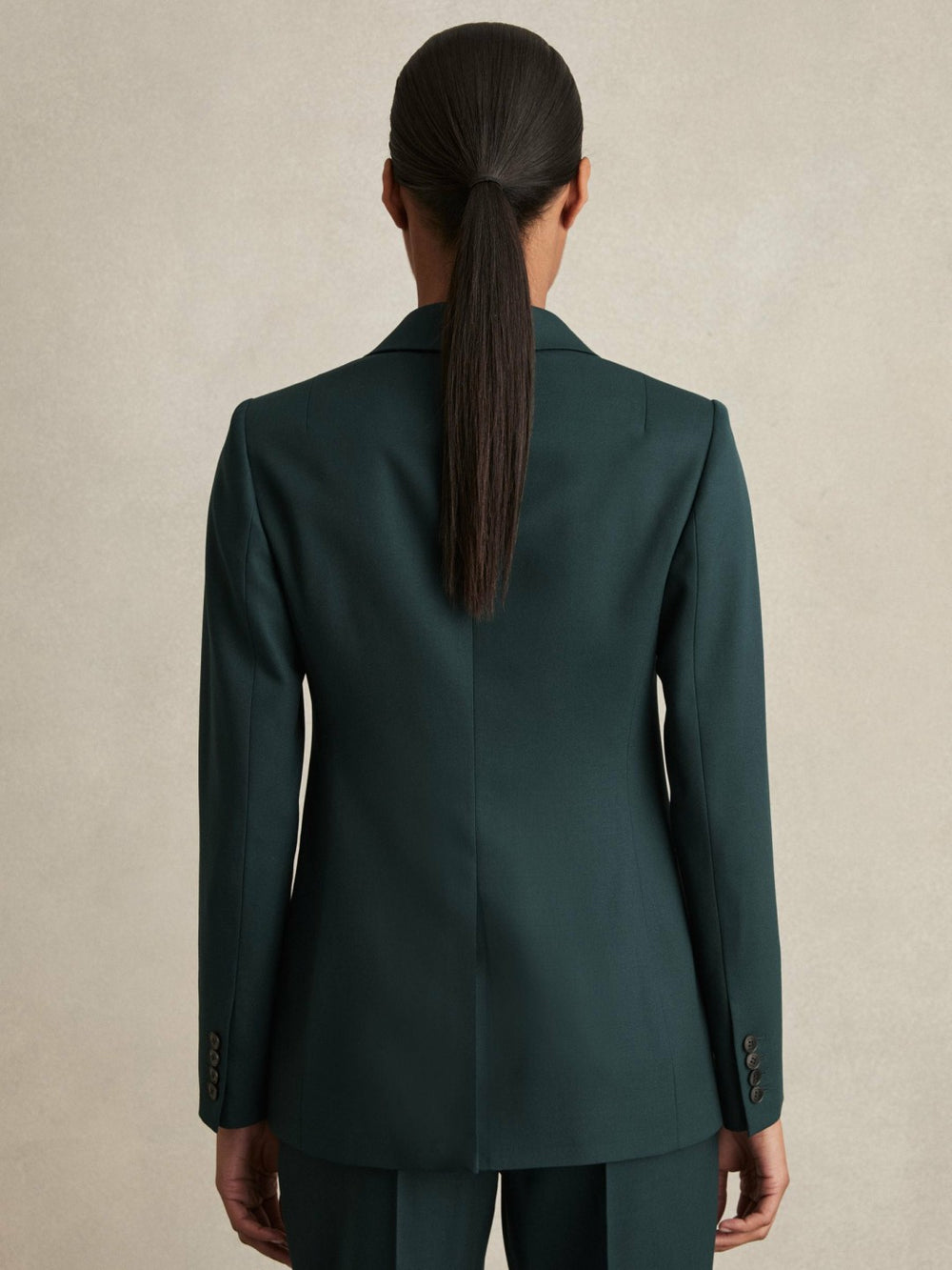 Petite Wool-Blend Single-Breasted Suit Blazer Green | Women