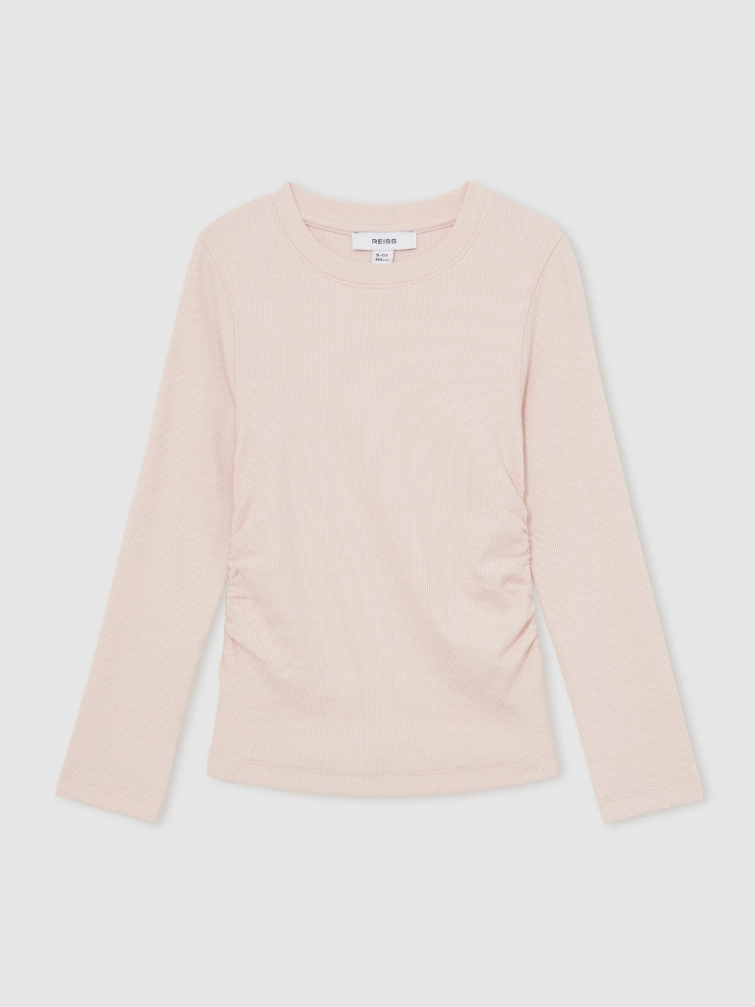 4-9 yrs Cotton Ruched Long-Sleeve T-Shirt with Stretch Pale Pink | Children & Baby