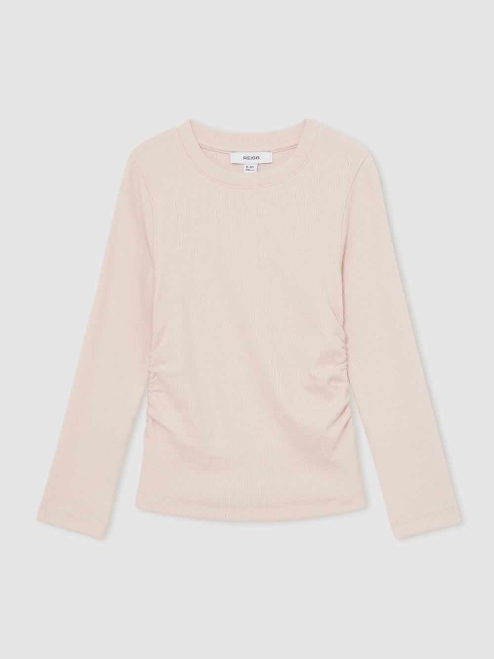 4-9 yrs Cotton Ruched Long-Sleeve T-Shirt with Stretch Pale Pink | Children & Baby