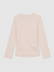 4-9 yrs Cotton Ruched Long-Sleeve T-Shirt with Stretch Pale Pink | Children & Baby