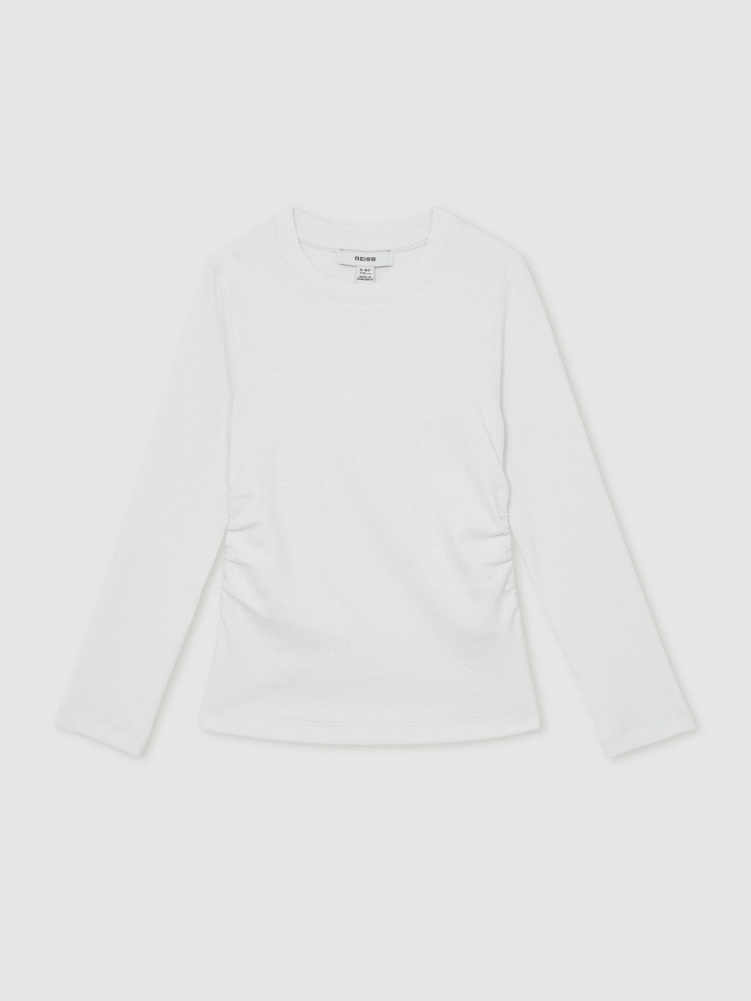 9-13 yrs Cotton Ruched Long-Sleeve T-Shirt with Stretch Ivory | Children & Baby