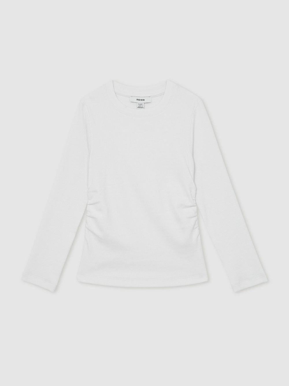 9-13 yrs Cotton Ruched Long-Sleeve T-Shirt with Stretch Ivory | Children & Baby