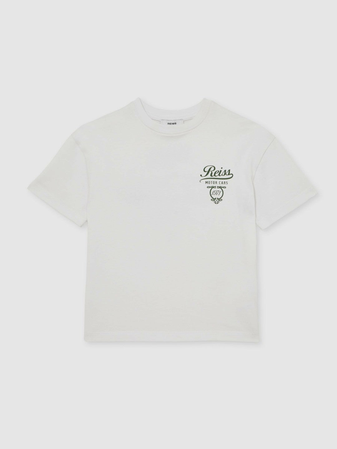 13-14 yrs Cotton Motor Cars-Print T-Shirt White/Green | Children & Baby