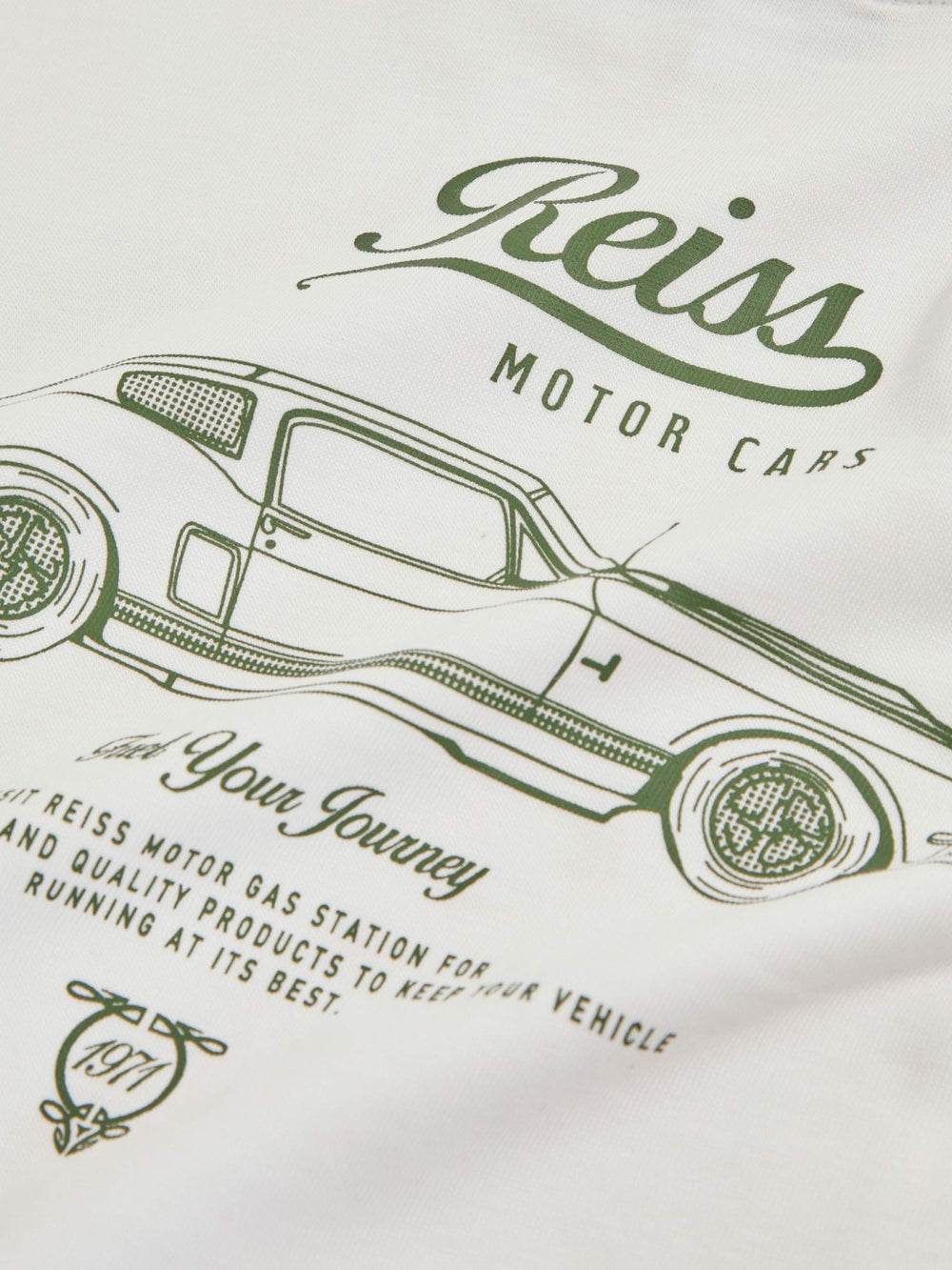 13-14 yrs Cotton Motor Cars-Print T-Shirt White/Green | Children & Baby