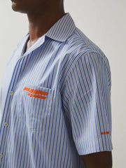 McLaren F1 Team Cuban Collar Striped Shirt Soft Blue/White | Men