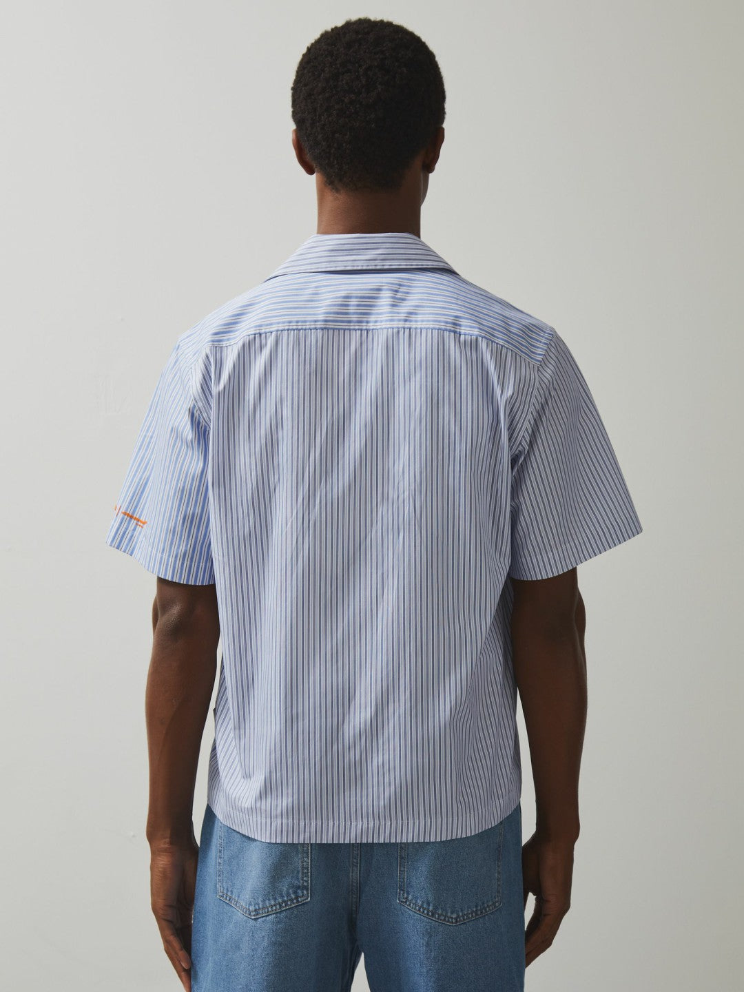 McLaren F1 Team Cuban Collar Striped Shirt Soft Blue/White | Men