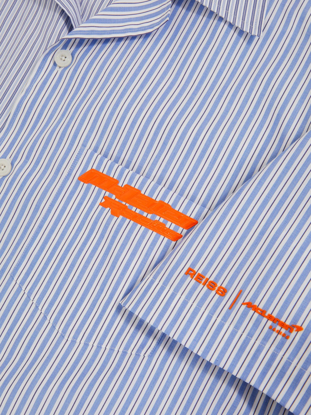 McLaren F1 Team Cuban Collar Striped Shirt Soft Blue/White | Men