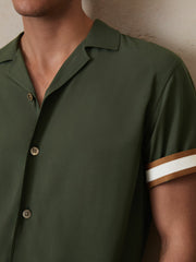 | Ché Stripe-Cuff Shirt Pine Green | Men