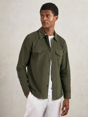 Cotton Corduroy Twin-Pocket Overshirt Khaki Green | Men