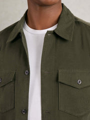 Cotton Corduroy Twin-Pocket Overshirt Khaki Green | Men
