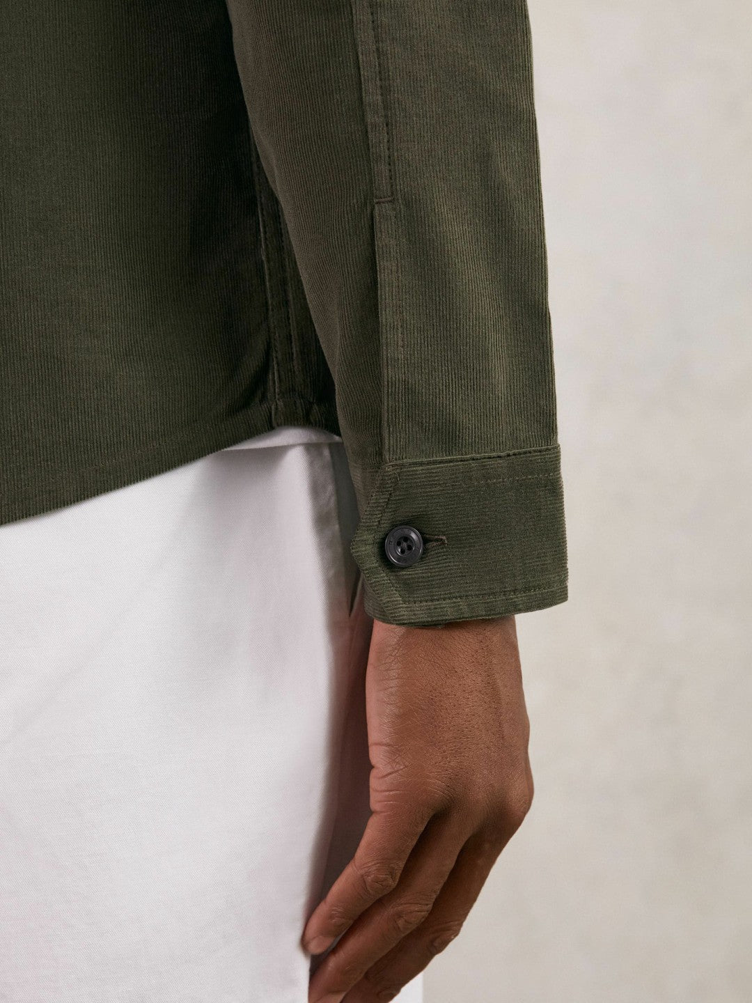 Cotton Corduroy Twin-Pocket Overshirt Khaki Green | Men