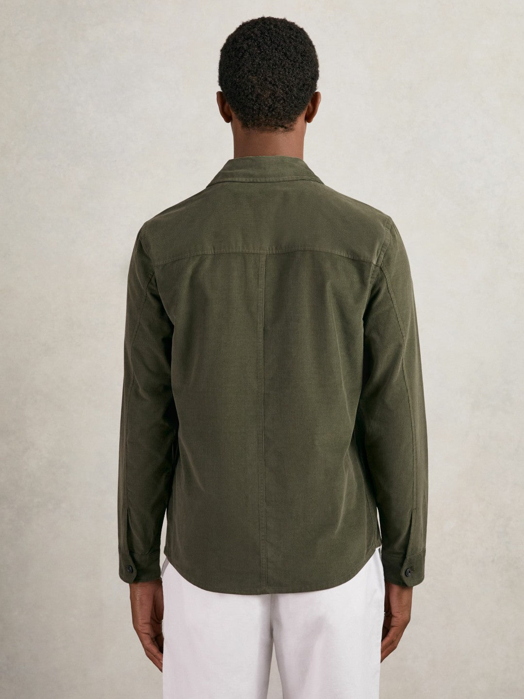 Cotton Corduroy Twin-Pocket Overshirt Khaki Green | Men