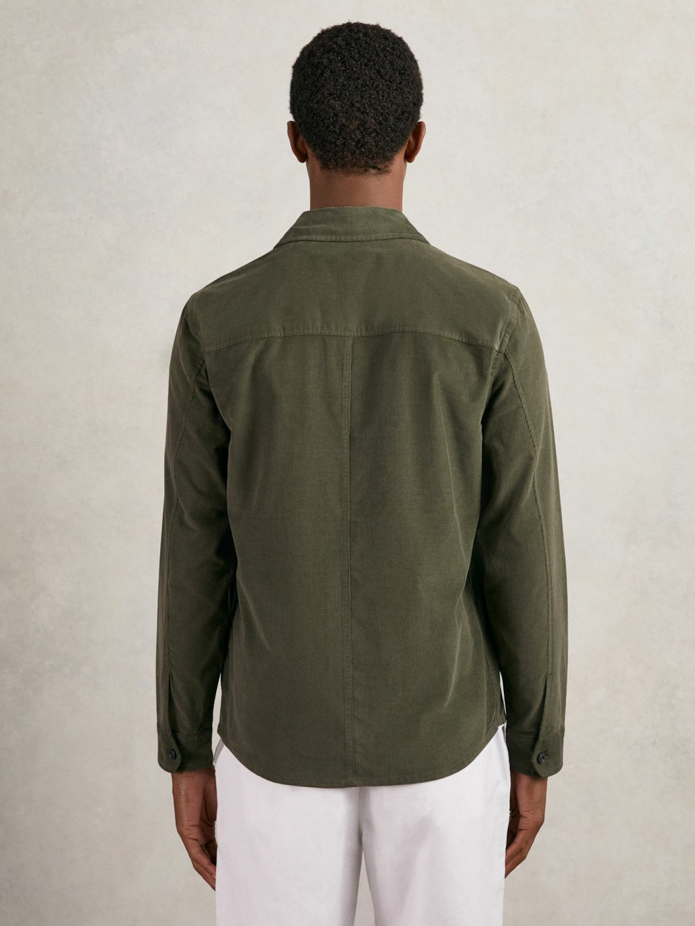 Cotton Corduroy Twin-Pocket Overshirt Khaki Green | Men