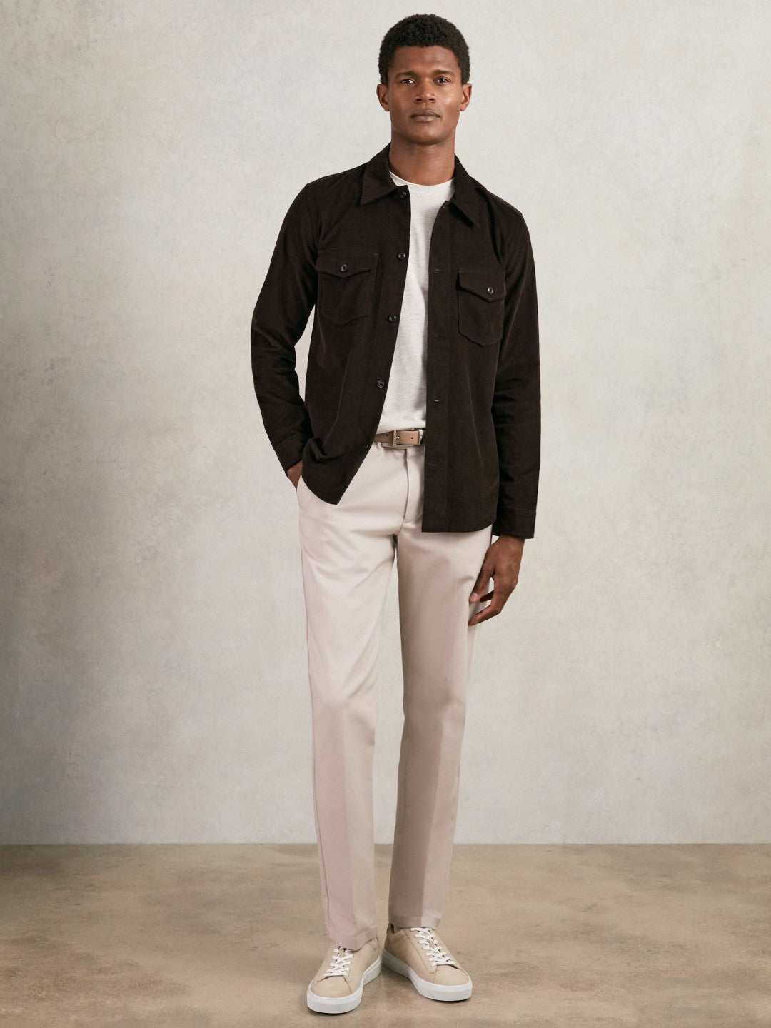 Cotton Corduroy Twin-Pocket Overshirt Brown | Men