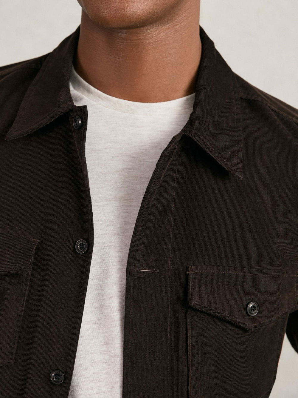 Cotton Corduroy Twin-Pocket Overshirt Brown | Men
