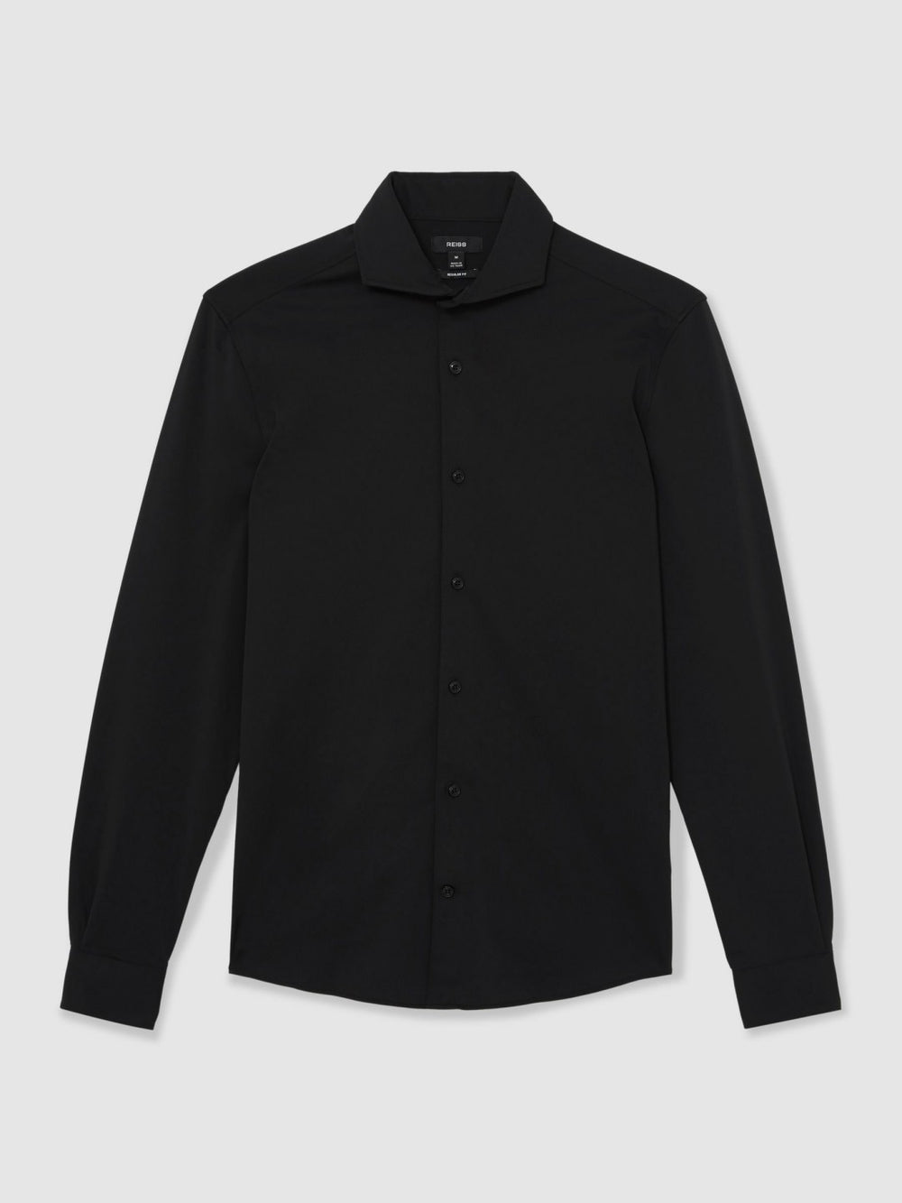Stretch Jersey Cutaway-Collar Shirt Black | Men