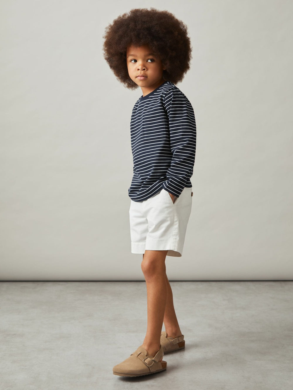13-14 yrs Stretch-Cotton Stripe T-Shirt Navy/White | Children & Baby