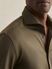 Stretch Jersey Cutaway-Collar Shirt Olive Green | Men