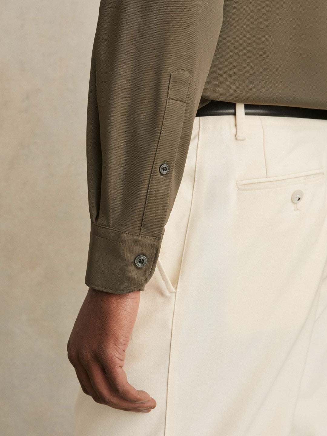 Stretch Jersey Cutaway-Collar Shirt Olive Green | Men
